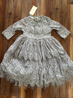 Trish Scully Child Lace Dress in Soft Sage